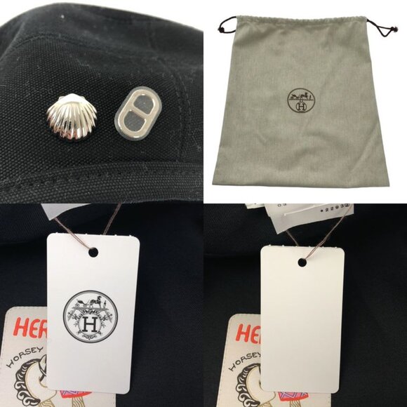 Hermes Saint Honore Hosey & Hoody Cotton Beret 57 Black